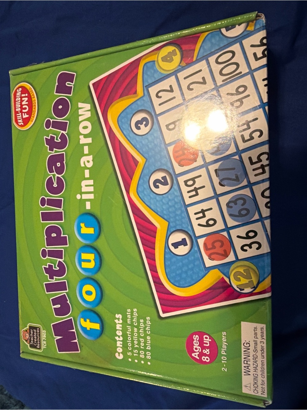 Multiplication Four-in-a-Row Kids Math Game - Green